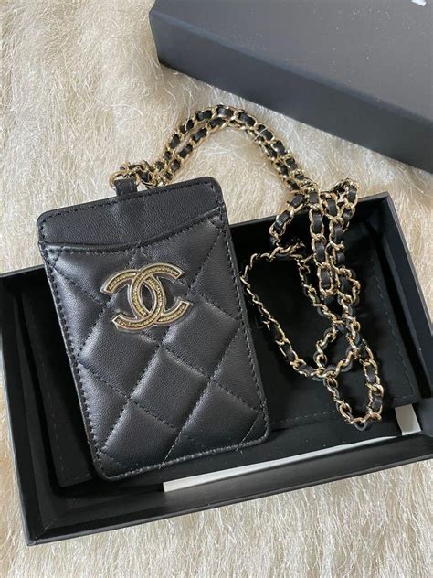 chanel ipad case uk|Chanel card holder lanyard.